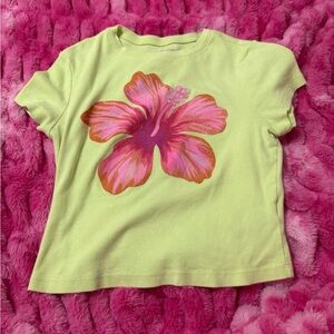 No Boundaries Yellow Crop Top with Pink Floral Design